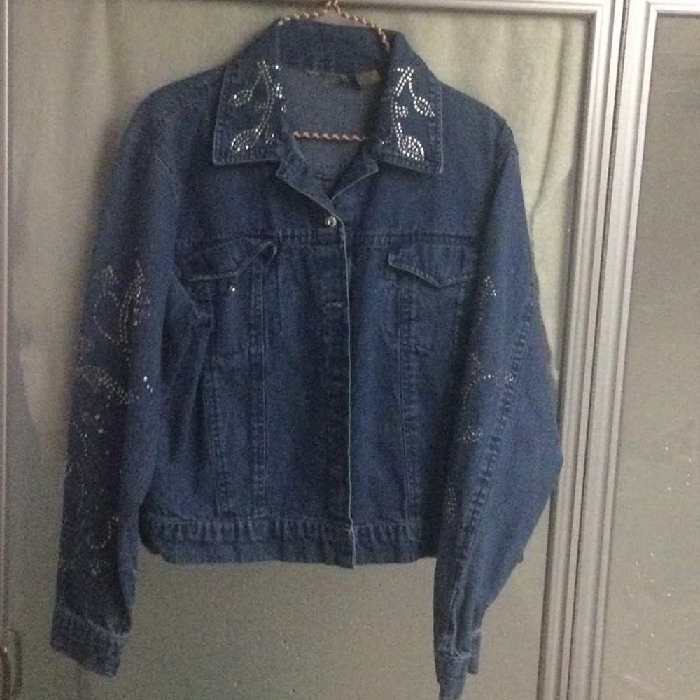 Women's Blue Denim Jacket with Silver Accents